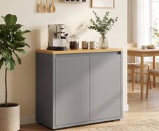 Kitchen Sideboard Storage Cabinet with 2 Doors & Adjustable Shelf, Multipurpose Cupboard for Living Room, Hallway & Entryway, Grey