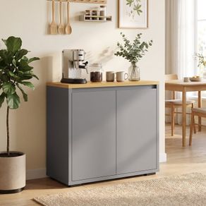 Kitchen Sideboard Storage Cabinet with 2 Doors & Adjustable Shelf, Multipurpose Cupboard for Living Room, Hallway & Entryway, Grey