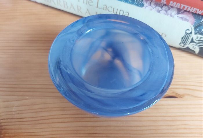 Fabulous Pair of Two Vintage Small Hand-Blown Art Glass Pieces in Shades of Bright Blue and Cornflower Blue, Sold as a Pair