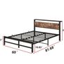 King Size Bed Frame with Headboard,Metal Bed 150x200 cm,Brown No Box Spring Needed,Steel Slats Mattress Foundation Square Pipe Design Noise Free Black+Brown Image 7