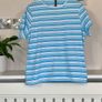 Blue and white striped ladies' cotton T-shirt from Dunne Stores Image 3