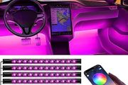 Fathers Day Dad Gifts for Him Husband, LED Interior Lights for Car Accessories for Men Women, USB Port APP Control Auto Stuff Lighting Kits Decoration Atmosphere Strip Lights