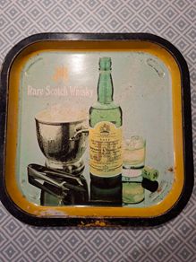 Antique J&B Rare Scotch whiskey metal tray