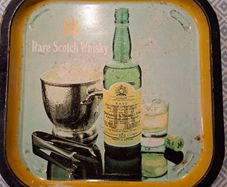 Antique J&B Rare Scotch whiskey metal tray