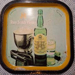 Antique J&B Rare Scotch whiskey metal tray