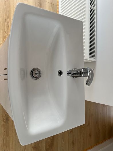 Bathroom vanity unit, basin and mixer