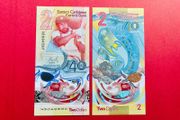 East Caribbean  States  2 Dollars 2023   40th. ANNIVERSARY Pick 61.  Commemorative Issue. Polymer Plastic.  ( Uncirculated )