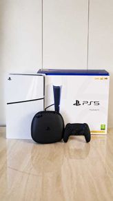 Ps5 1T Slim Disc Edition with box and Midnight Black Duel Sense Edge Controller