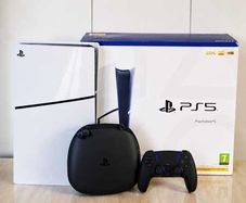 Ps5 1T Slim Disc Edition with box and Midnight Black Duel Sense Edge Controller