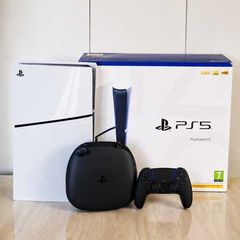 Ps5 1T Slim Disc Edition with box and Midnight Black Duel Sense Edge Controller