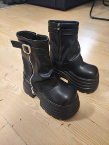 Women's Leather Ankle Chunky Boots