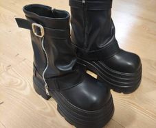 Women's Leather Ankle Chunky Boots