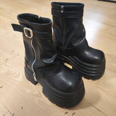 Women's Leather Ankle Chunky Boots