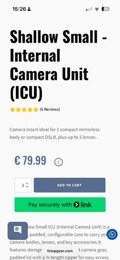 f stop camera bag / internal camera unit