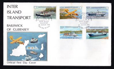 1981 Guernsey Inter-Island Transport Commemorative Stamps First Day Cover (FDC)