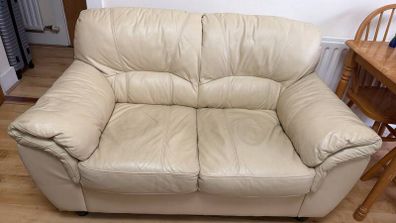 Two Seater Cream Leather Couch