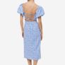 Blue floral dress puff sleeves Image 2