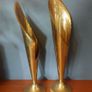 A Fabulous Pair of Rare Antique/Vintage Brass Arts & Crafts Style "Calla Lily" or "Trumpet" Vases with Hand-Beaten Repousse Finish  - Priced as a Pair, But Can be Sold Separately Image 3