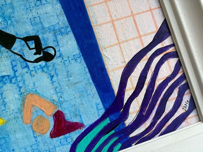 Original Art Swim Art Swimmer Pool Abstract Art Contemporary Irish Art