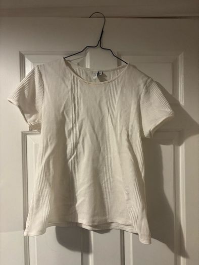 & other stories cream embossed tshirt size S