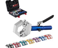 Hydraulic Hose Crimper, Hydra-Krimp AC Hose Crimper Kit with 7 Dies Snap-On, Integral Manual Hydraulic A/C Hoses Crimping Tool for Automotive & Air Conditioning Repair - with Carrying Case