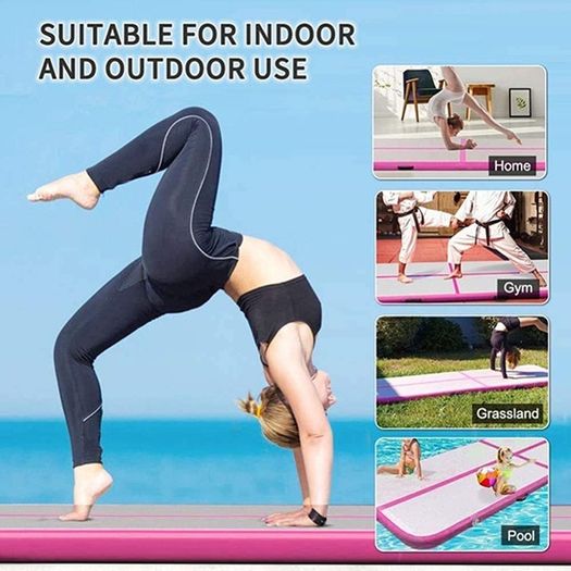 Air Tumbling Track Gymnastics Mat Inflatable 10ft 13ft 16ft 20ft Tumble Mats 4 Inch Thickness Air Roller Gymnastics Barrel Back Handspring Trainer /Yoga/Training/Cheerleading/Water Fun with Electric Pump (FREE POSTAGE)