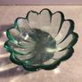 Vintage and decorative Indiana Glass Lotus Flower 12 Petal 5.5" Bowl Textured  Green Clear Image 6