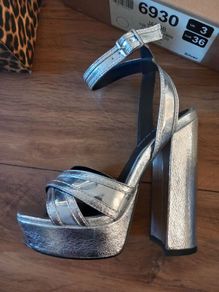 Brand New River Island Silver Platform Sandals Size UK 36