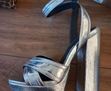 Brand New River Island Silver Platform Sandals Size UK 36