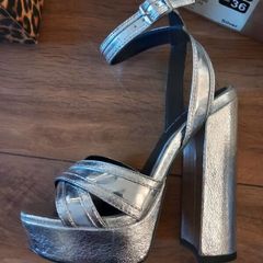 Brand New River Island Silver Platform Sandals Size UK 36
