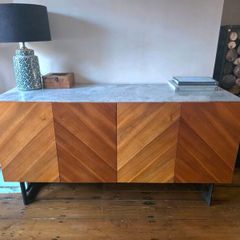 Walnut and Marble Top Cabinet