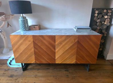 Walnut and Marble Top Cabinet