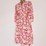 Wallis Floral Print Crepe Pink Red White Midi Tea Dress Image 6