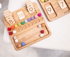 Montessori MATH BOARD 0-20 with cards and felt balls