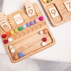 Montessori MATH BOARD 0-20 with cards and felt balls