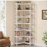 Corner Bookcase Tall White Storage Rack with 14 Shelves Image 2