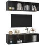 Wall-mounted TV Cabinets 2 pcs High Gloss Black Chipboard Image 3