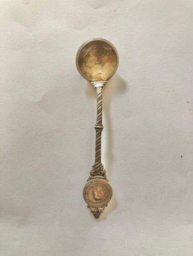 Antique Portuguese Silver Coin Souvenir Spoon