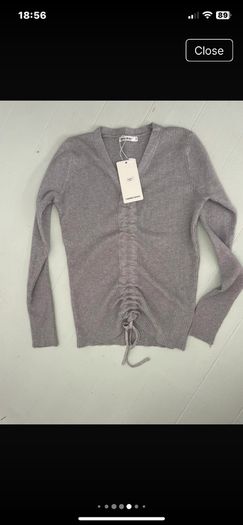 jumper grey vneck drawstring front jumper Bnwt