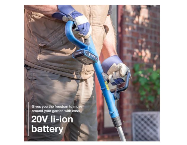 Hyundai 20V Cordless Grass Trimmer 30cm Cut, 2.0Ah Battery, Charger