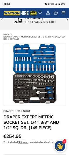 Draper Socket set 1/2 3/8 1/4 inch Set