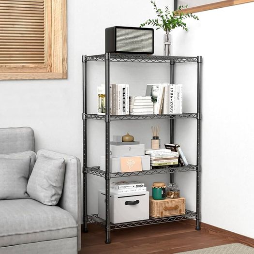 1000 lbs Storage Shelving Steel Heavy Duty 4-Tier Utility Shelving Unit Steel Organizer Wire Rack for Home,Kitchen,Office,Black 35 x 60 x 135.8 cm