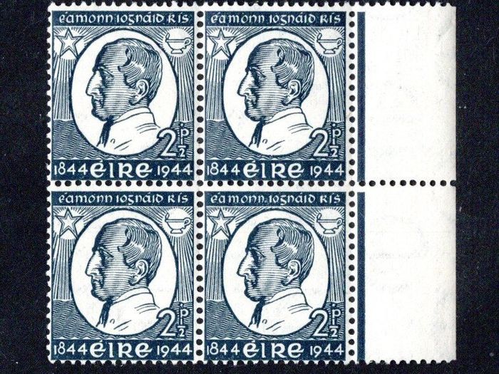 1944 Ireland Centenary of the Death of Brother Edmond Redmond Ignatius Rice (Founder of the Irish Christian Brothers Commemorative Stamp Marginal Block of 4 Mint Never Hinged (MNH)
