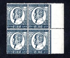 1944 Ireland Centenary of the Death of Brother Edmond Redmond Ignatius Rice (Founder of the Irish Christian Brothers Commemorative Stamp Marginal Block of 4 Mint Never Hinged (MNH)