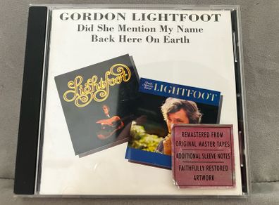 Gordon Lightfoot  -  Did She Mention My Name/back Here On Earth       CD
