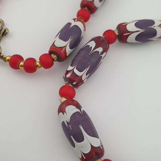 Antique Venetian Style Trade & Venetian whiteHeart Glass Beads Necklace