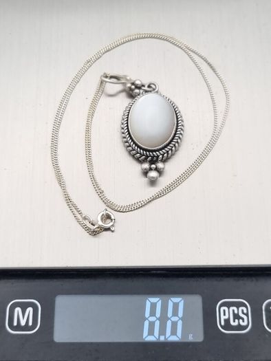 Vintage 925 Sterling Silver Italian Mother of Pearl Necklace
