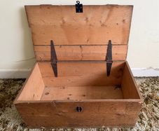 Antique Handmade Pitch Pine Campaign Chest