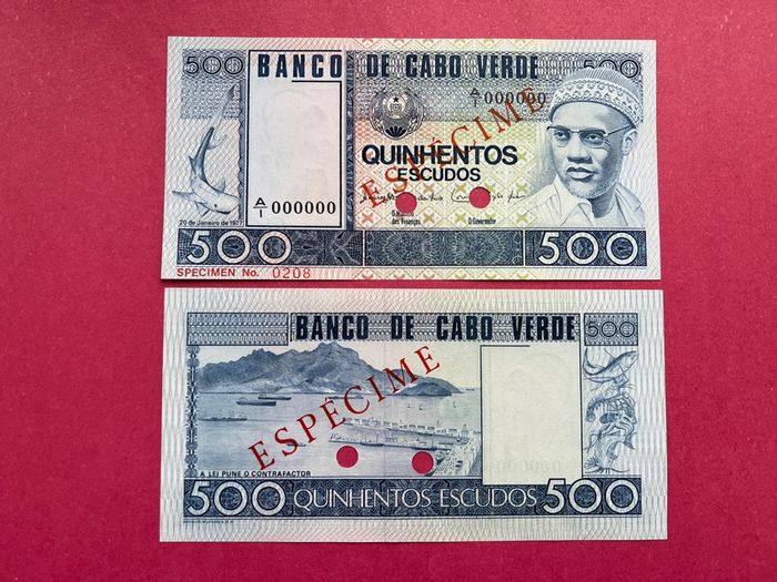 Cape  Verde  500  Escudos  1977  Pick  55as  Specimen  ( Uncirculated )