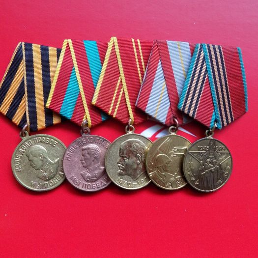 Group of 5 Russia/Soviet Military Medals.All Original Full Size Medals.